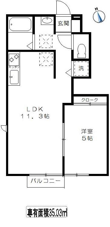 プライムコート久我山101(1LDK/1階)の間取り写真