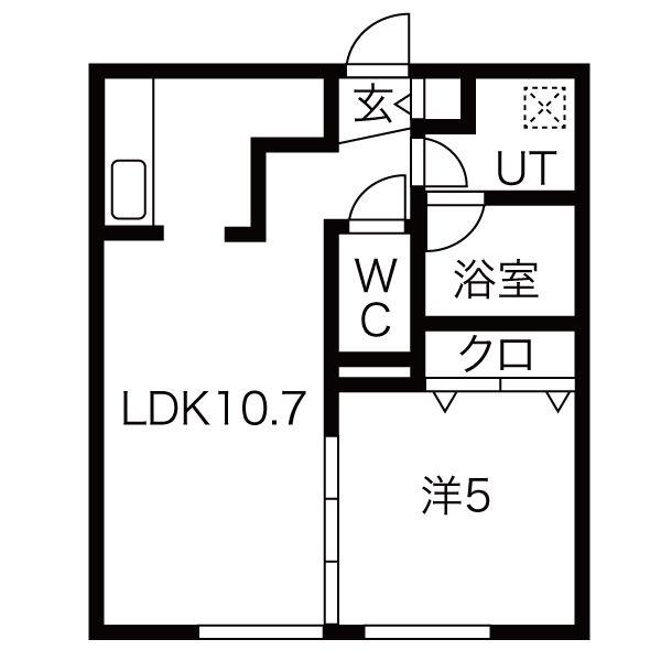 ブロッサム琴似(1LDK/2階)の間取り写真