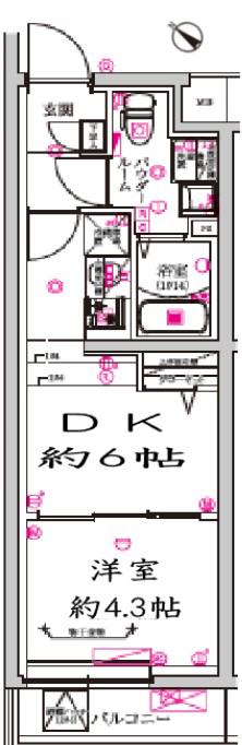 レガリス武蔵小山(1DK/1階)の間取り写真