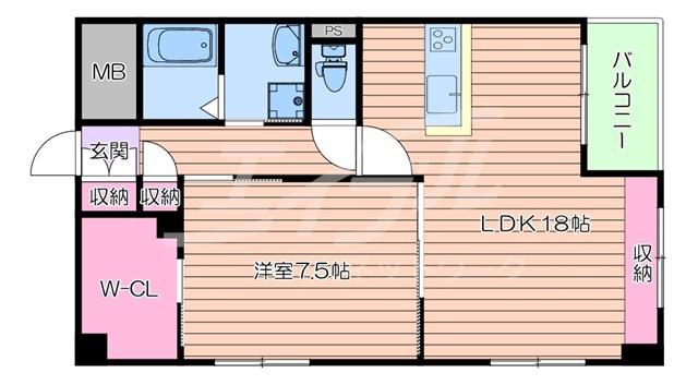 CASSIA江坂(1LDK/4階)の間取り写真