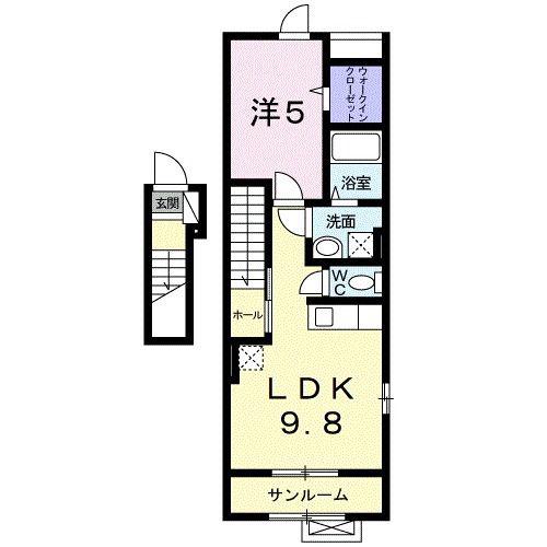 ロブレ・トレス(1LDK/2階)の間取り写真