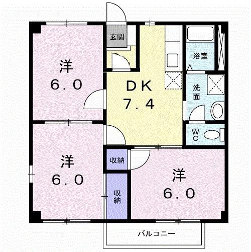 プチ ソレイユ(3DK/1階)の間取り写真