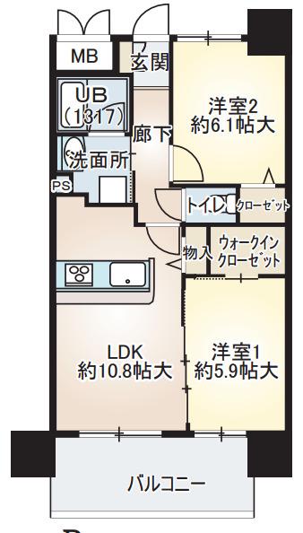 ベリー海老江(2LDK/5階)の間取り写真