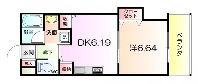 ハイツカトレヤ(1DK/12階)の間取り写真