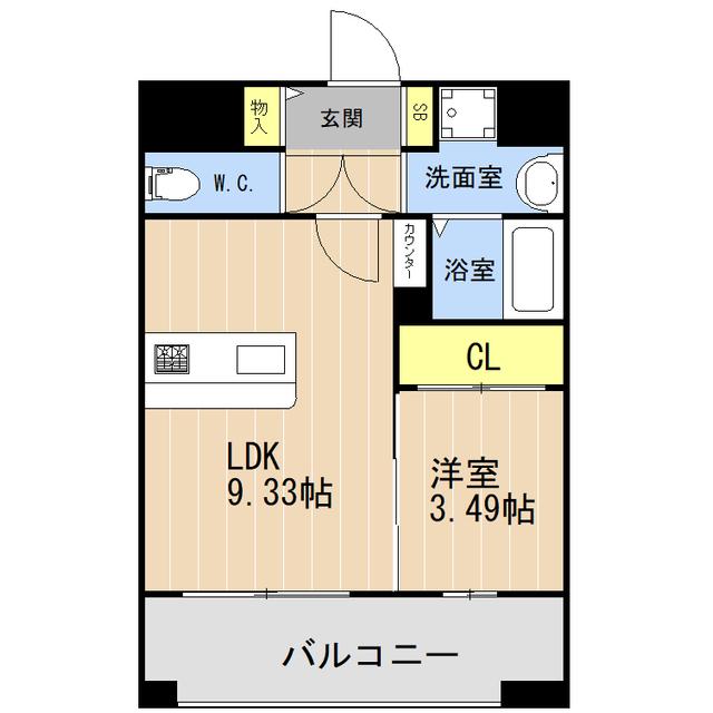 LIBTH松山(1LDK/12階)の間取り写真