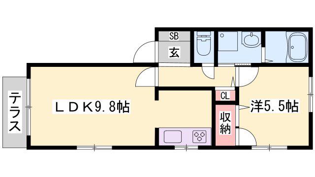 ヴィラージュ西庄(1LDK/1階)の間取り写真