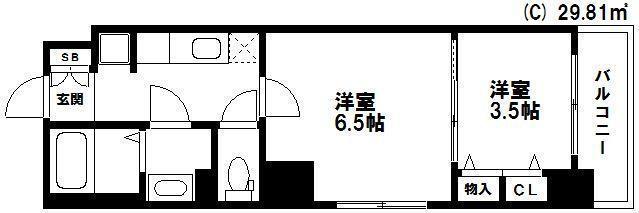 リヴィエールシャン豊(2K/4階)の間取り写真