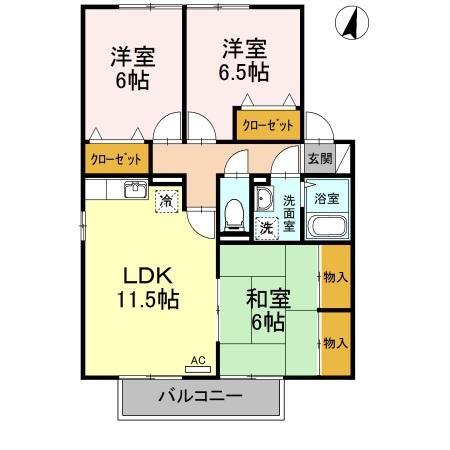 コーヨーハイツ(3LDK/2階)の間取り写真