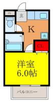 大阪モノレール彩都線 豊川駅(大阪) 徒歩7分 2階建 築31年(1K/2階)の間取り写真
