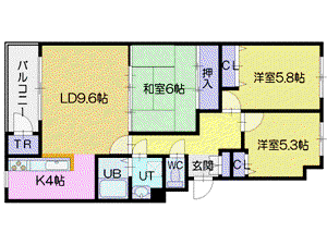 リーベスト大麻(3LDK/3階)の間取り写真