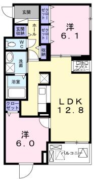 ファイン(2LDK/1階)の間取り写真