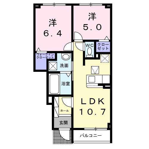 ポルタータ(2LDK/1階)の間取り写真