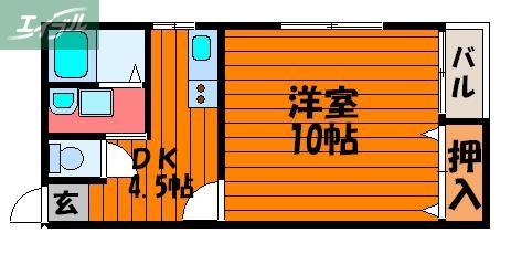 ロイヤル学南(1DK/2階)の間取り写真