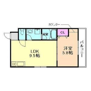 駅前つばきハイツ(1LDK/2階)の間取り写真