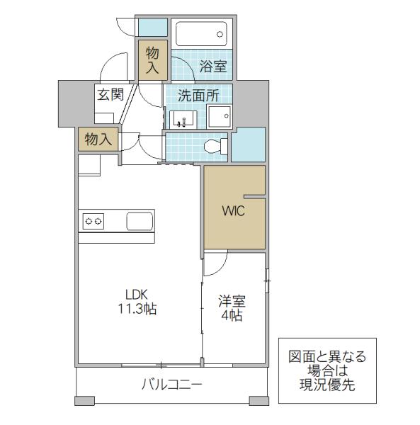 フォーライフネオ水戸(1LDK/11階)の間取り写真
