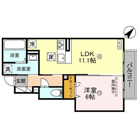 セレーノ五宮町(1LDK/1階)の間取り写真