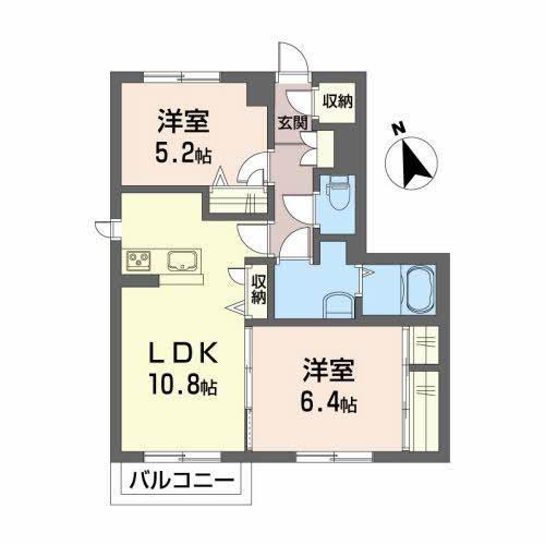 フィルゲートA(2LDK/1階)の間取り写真