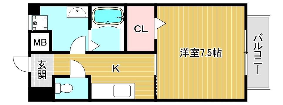 サンフレッシュII(1K/2階)の間取り写真