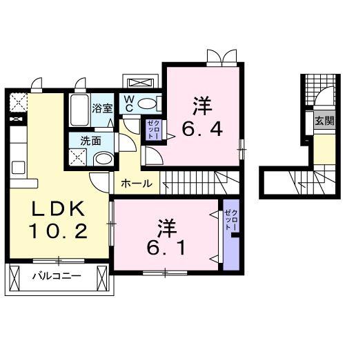 グリーンハイツ鷹取III(2LDK/2階)の間取り写真
