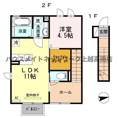 なでしこ(1LDK/2階)の間取り写真