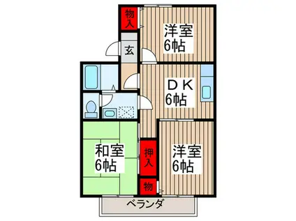 ファミール西高尾(3DK/1階)の間取り写真