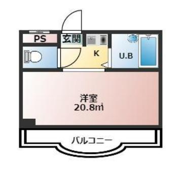 三景マンション(ワンルーム/1階)の間取り写真