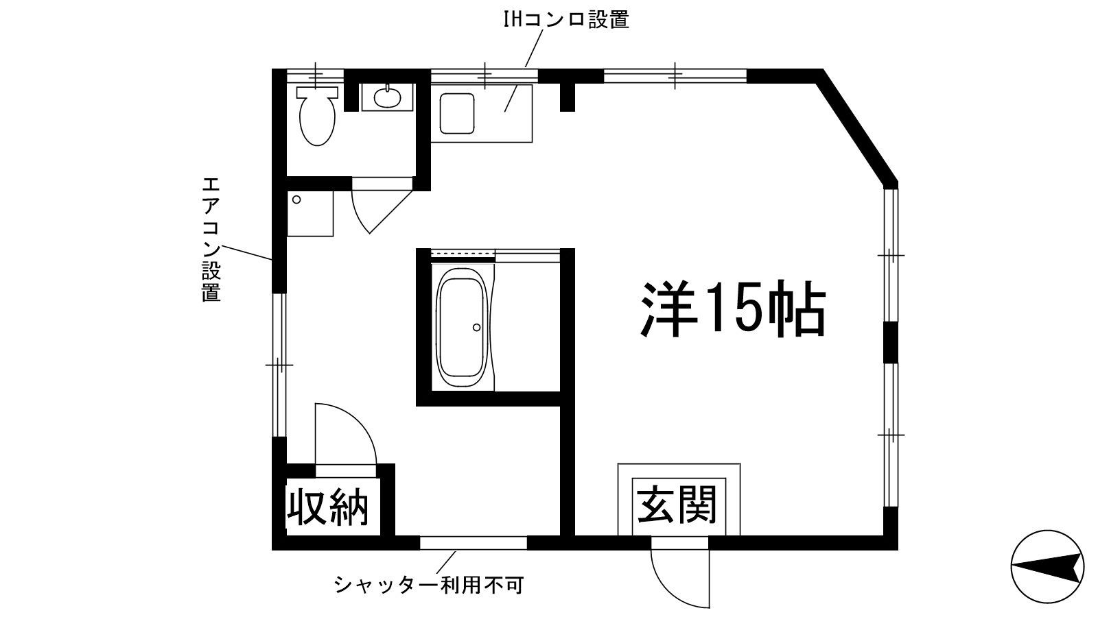 謝花ビル(ワンルーム/2階)の間取り写真