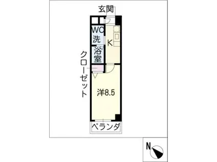 プラスパー猪之越(1K/1階)の間取り写真