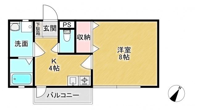 オレンジハイツ(1K/2階)の間取り写真