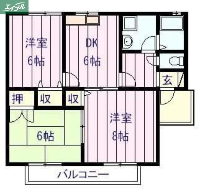 メゾンアスカ2(3DK/2階)の間取り写真