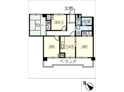 パレス西春(4DK/4階)の間取り写真