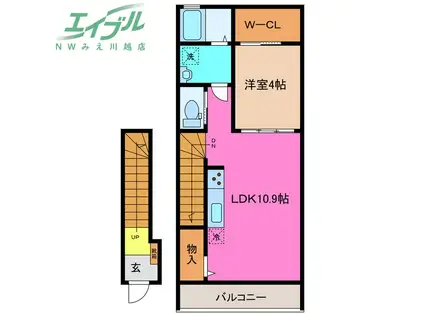 エトワール白梅(1LDK/2階)の間取り写真