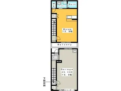 GARAGE VILLA 米津(ワンルーム/2階)の間取り写真