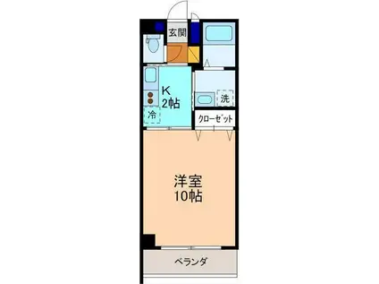 ラ・モークI(1K/3階)の間取り写真