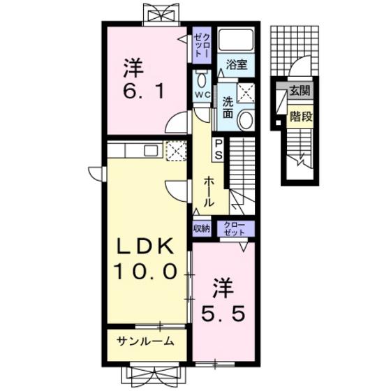 アッシュ5 A(2LDK/2階)の間取り写真