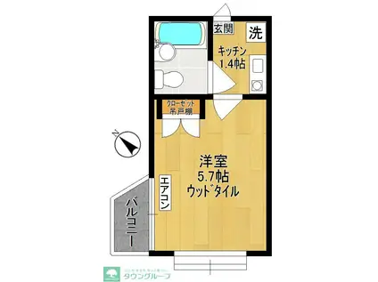 サイディングII(1K/3階)の間取り写真