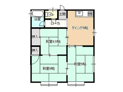 間々田アパート(3DK/1階)の間取り写真