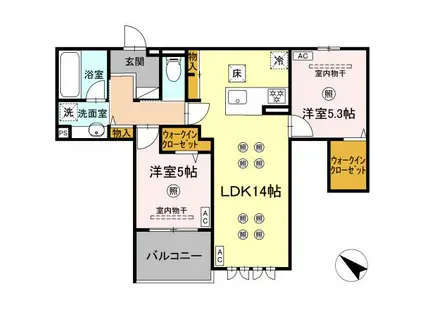 スリール・コート(2LDK/1階)の間取り写真
