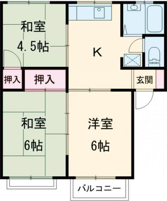 エクセレント中柵第2(3DK/2階)の間取り写真