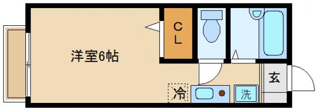 プレジールII(ワンルーム/2階)の間取り写真