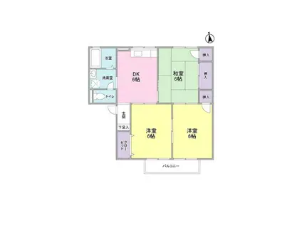 マリオネット A(3DK/1階)の間取り写真