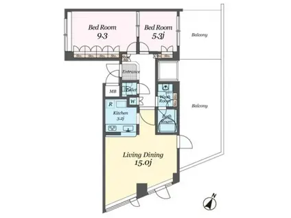 パシフィックレジデンス目黒本町(2LDK/6階)の間取り写真