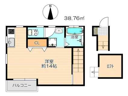 メゾン舞III(ワンルーム/2階)の間取り写真