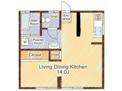 リルームス新川(ワンルーム/2階)の間取り写真