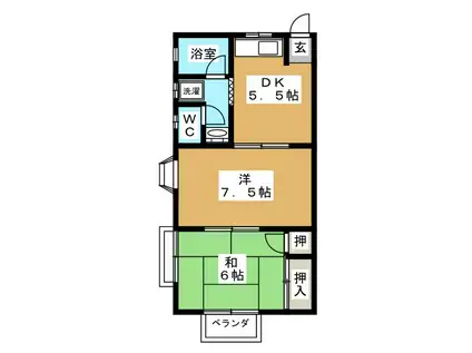 松丸ハイツA(2DK/2階)の間取り写真