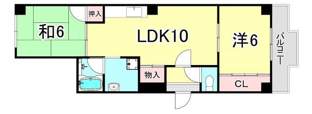 アダチイエム(2LDK/4階)の間取り写真
