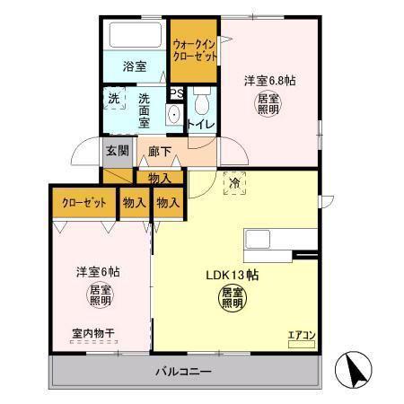レジデンス ダイコク(2LDK/2階)の間取り写真
