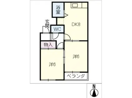 柊アピタシオン(2DK/1階)の間取り写真