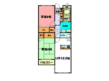 メイデンビル(2LDK/2階)の間取り写真
