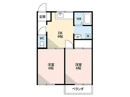 リアン・カネノミヤ(2DK/2階)の間取り写真